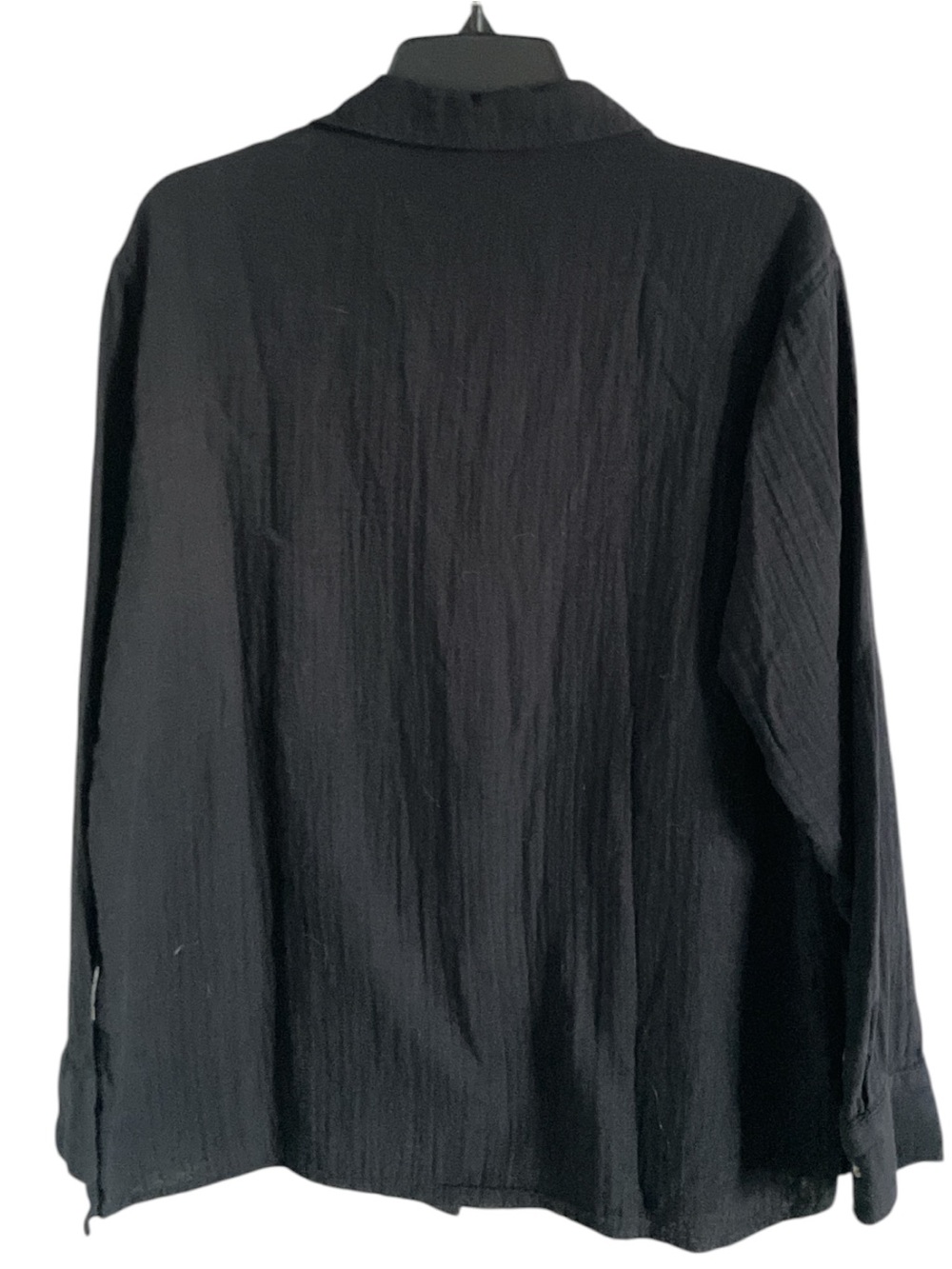Old Navy Crinkle Gauze Button Front Boyfriend Shirt Black Lightweight Med - Picture 2 of 7